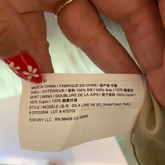 NWT Theory Silk Ice Gray Shantung Twill Button Down A-Line Mini Dress Women's 6 - Picture 15 of 16